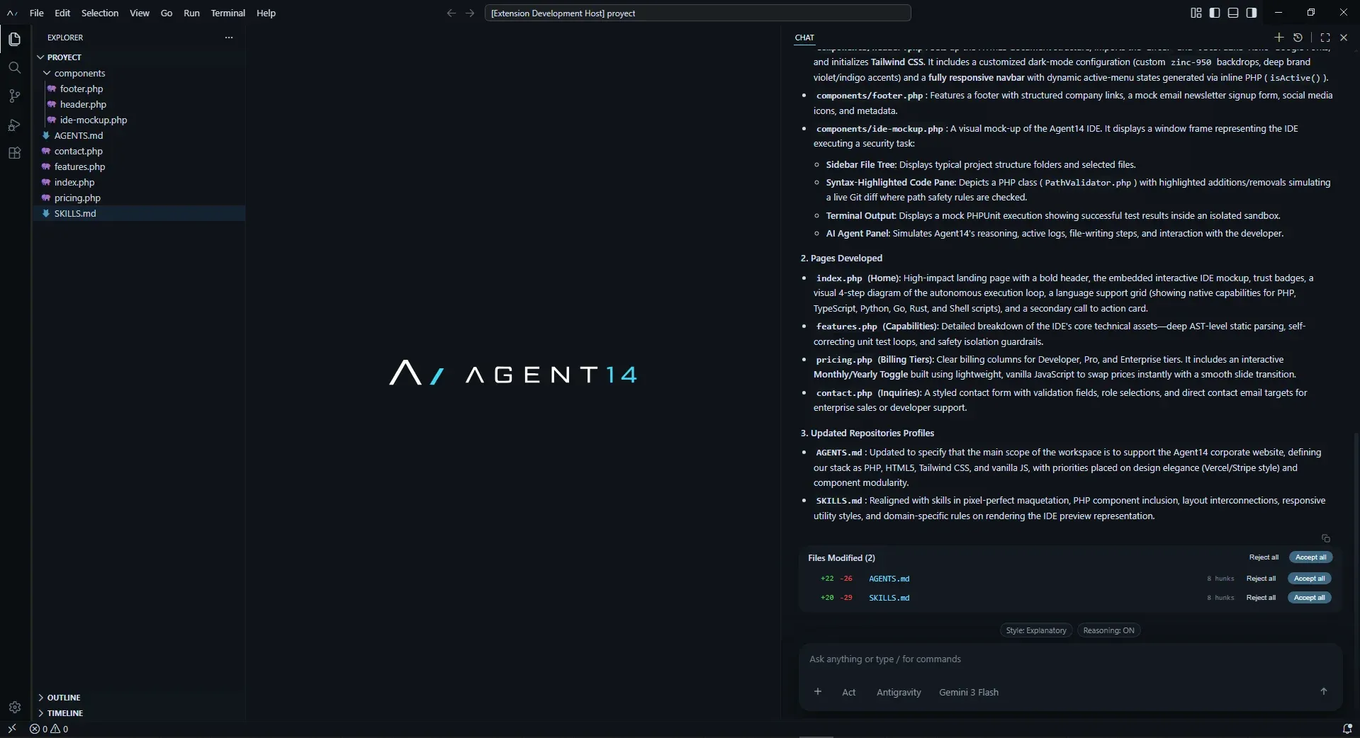 Agent14 IDE Workspace